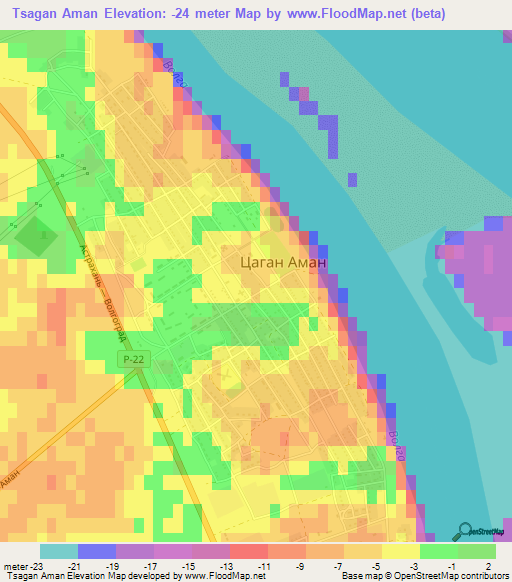 Tsagan Aman,Russia Elevation Map