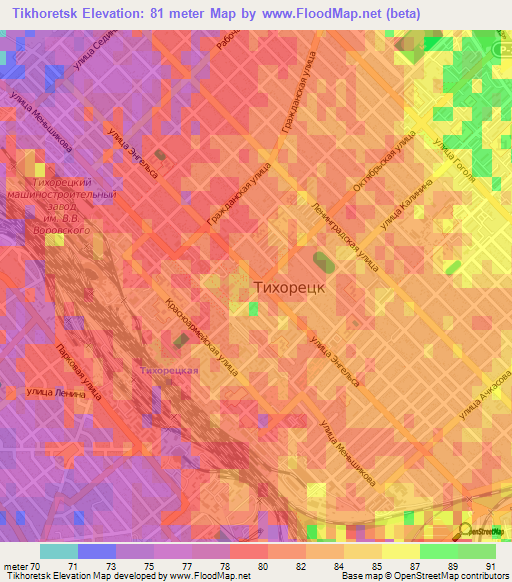 Tikhoretsk,Russia Elevation Map