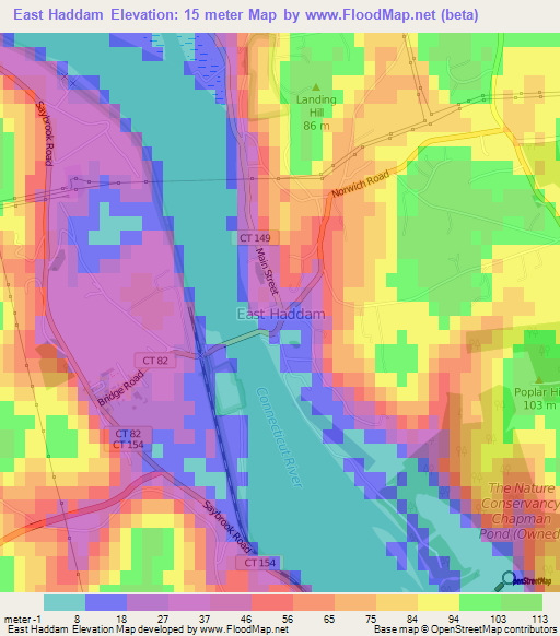 East Haddam,US Elevation Map