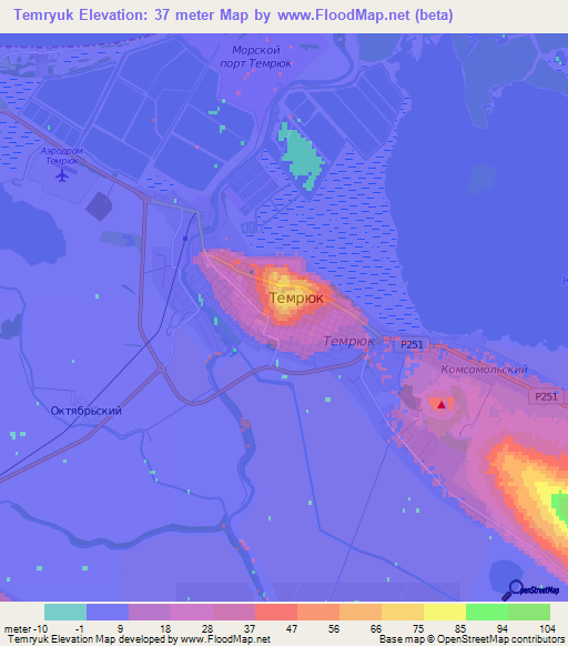 Temryuk,Russia Elevation Map