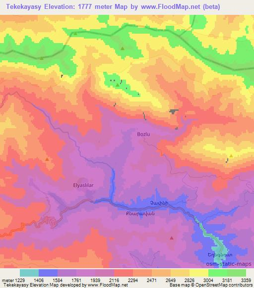 Tekekayasy,Azerbaijan Elevation Map