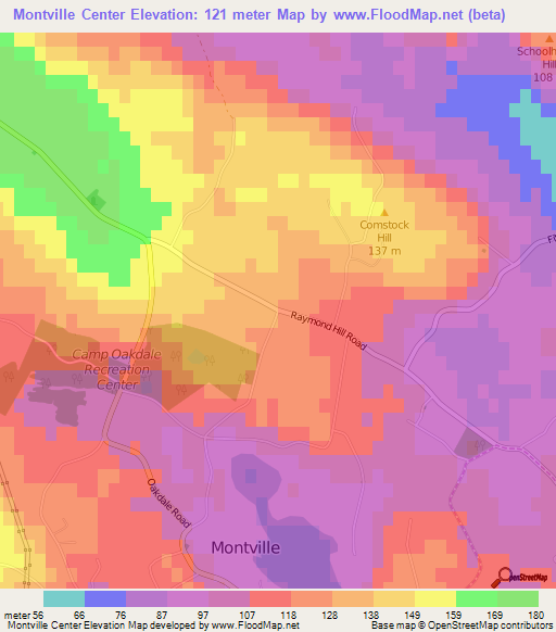 Montville Center,US Elevation Map