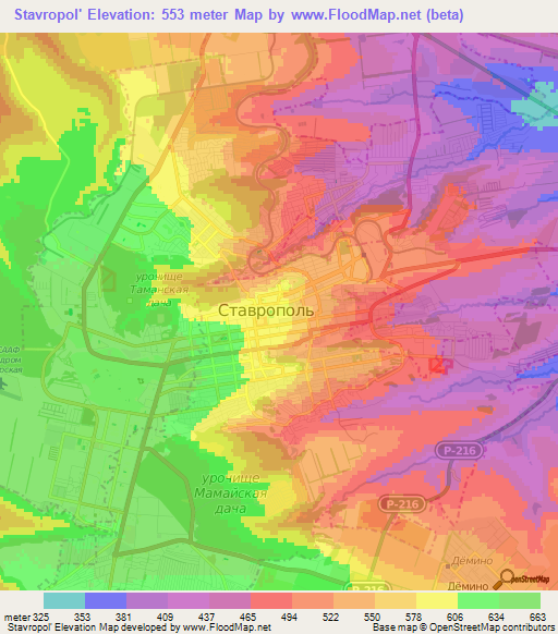 Stavropol',Russia Elevation Map