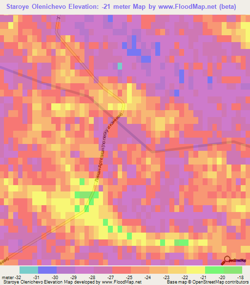 Staroye Olenichevo,Russia Elevation Map