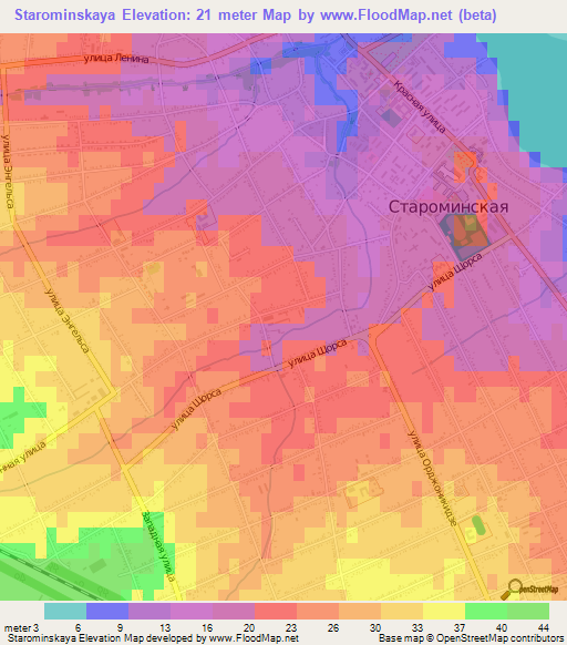 Starominskaya,Russia Elevation Map
