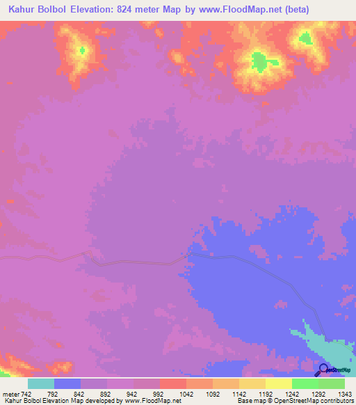 Kahur Bolbol,Iran Elevation Map