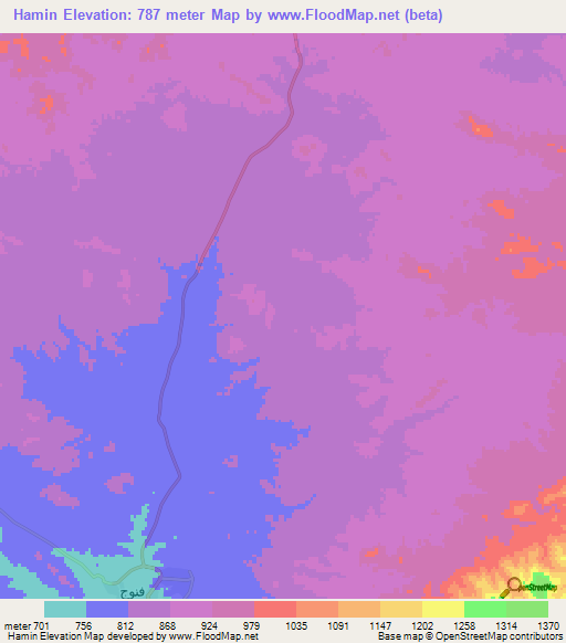 Hamin,Iran Elevation Map