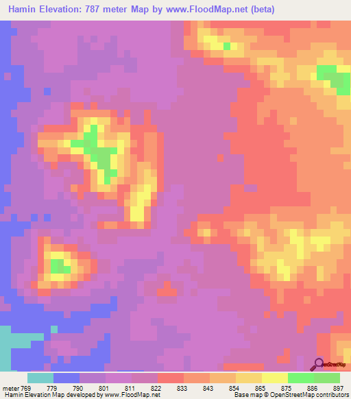 Hamin,Iran Elevation Map