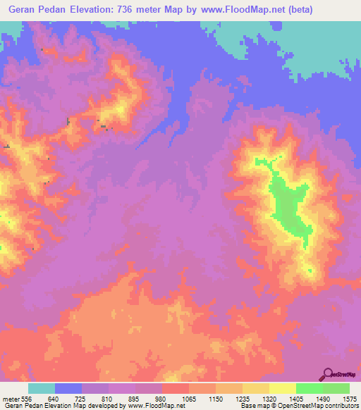 Geran Pedan,Iran Elevation Map