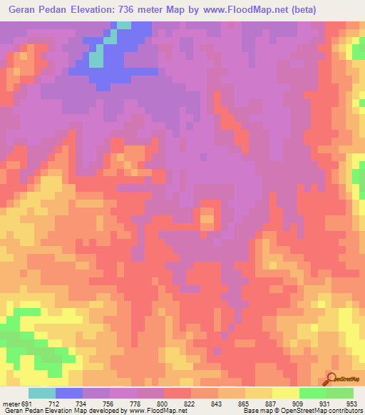Geran Pedan,Iran Elevation Map