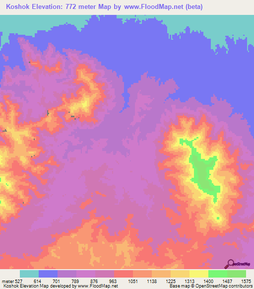 Koshok,Iran Elevation Map