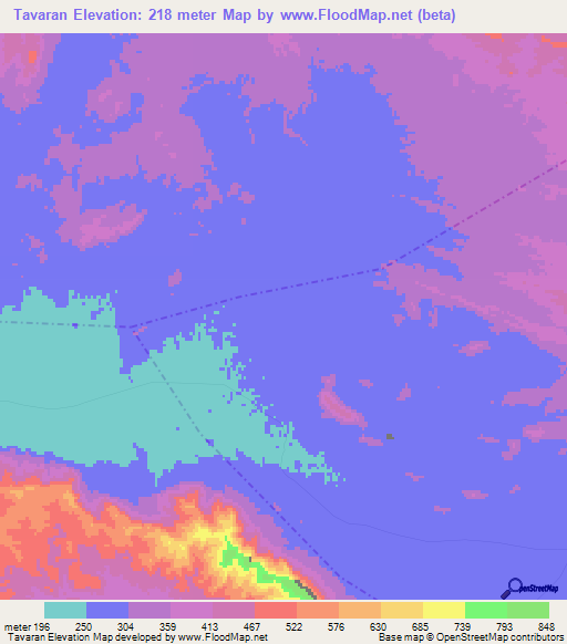 Tavaran,Iran Elevation Map