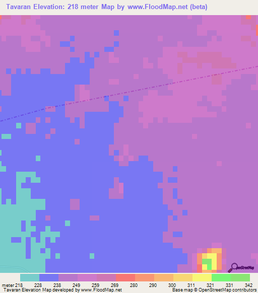 Tavaran,Iran Elevation Map