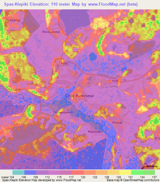 Spas-Klepiki,Russia Elevation Map