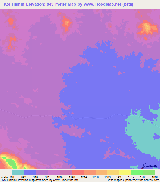 Kol Hamin,Iran Elevation Map