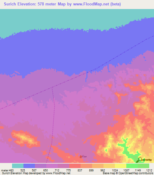 Surich,Iran Elevation Map