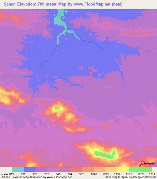Sanan,Iran Elevation Map