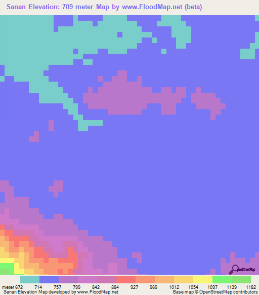 Sanan,Iran Elevation Map