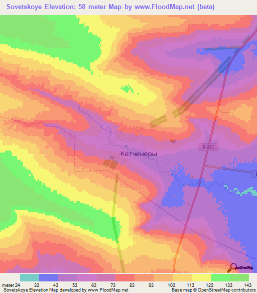 Sovetskoye,Russia Elevation Map