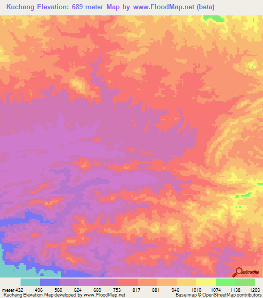 Kuchang,Iran Elevation Map