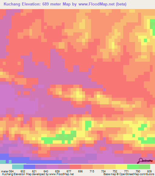 Kuchang,Iran Elevation Map