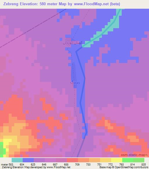 Zebreng,Iran Elevation Map