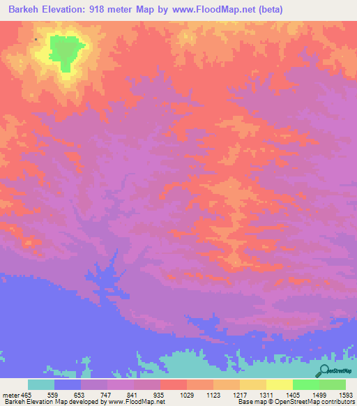 Barkeh,Iran Elevation Map