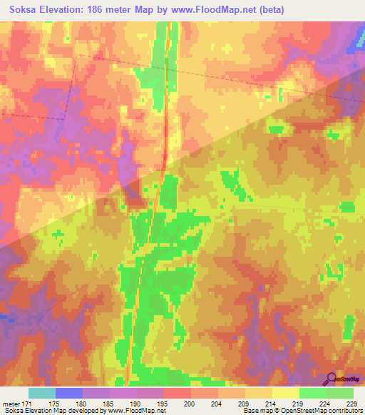Soksa,Russia Elevation Map