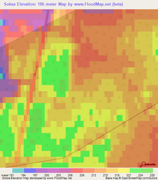 Soksa,Russia Elevation Map