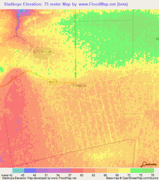 Sladkoye,Russia Elevation Map
