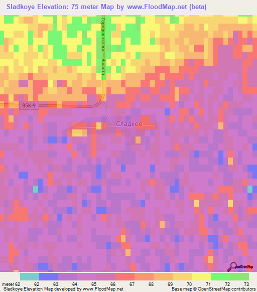 Sladkoye,Russia Elevation Map