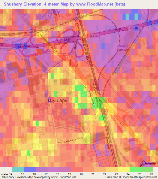 Shushary,Russia Elevation Map
