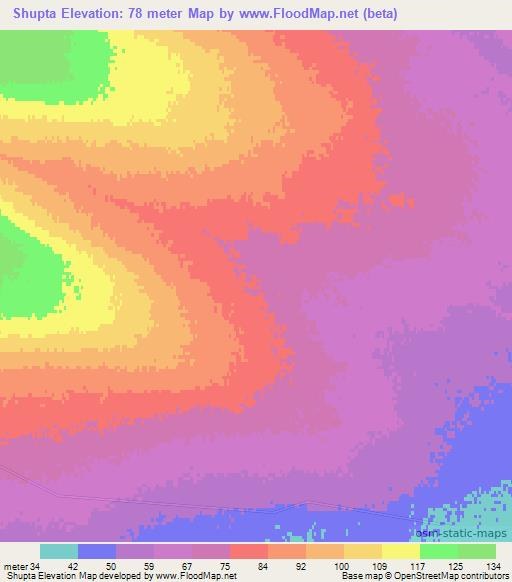 Shupta,Russia Elevation Map