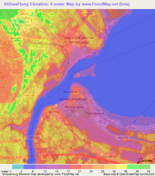 Shlissel'burg,Russia Elevation Map