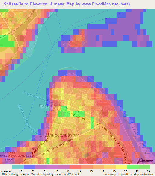Shlissel'burg,Russia Elevation Map