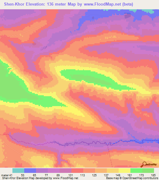Shen-Khor,Russia Elevation Map