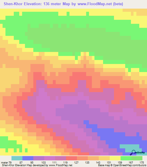 Shen-Khor,Russia Elevation Map