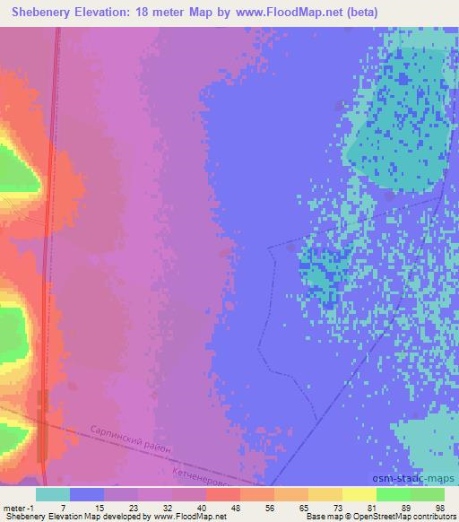 Shebenery,Russia Elevation Map