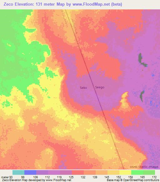 Zeco,Somalia Elevation Map