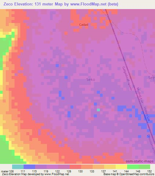 Zeco,Somalia Elevation Map