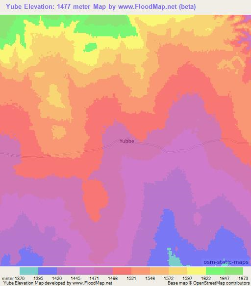 Yube,Somalia Elevation Map