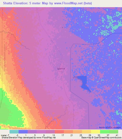 Shatta,Russia Elevation Map