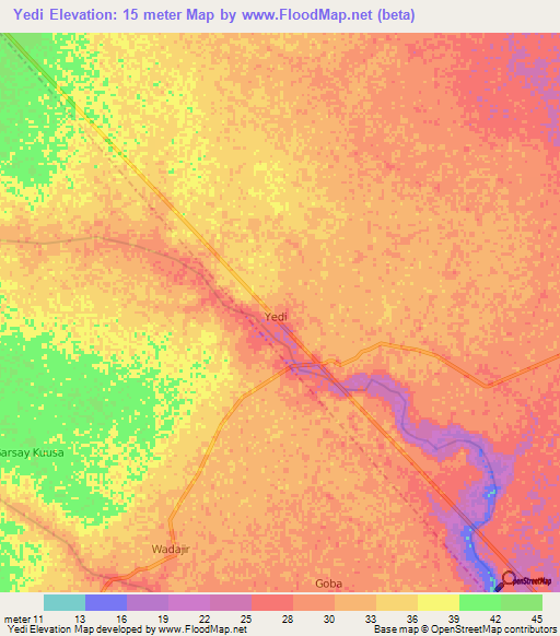 Yedi,Somalia Elevation Map