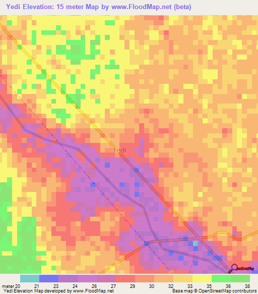 Yedi,Somalia Elevation Map