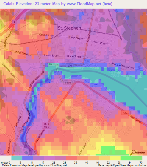 Calais,US Elevation Map