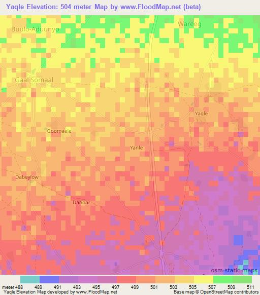 Yaqle,Somalia Elevation Map