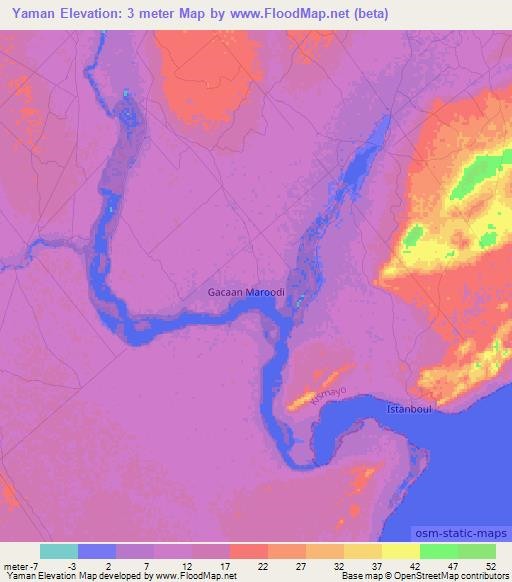 Yaman,Somalia Elevation Map