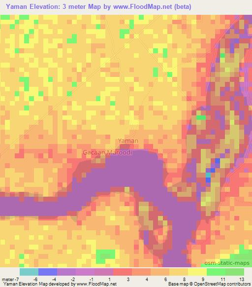 Yaman,Somalia Elevation Map