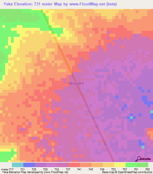 Yaka,Somalia Elevation Map