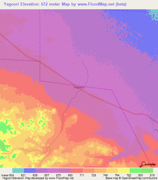 Yagoori,Somalia Elevation Map